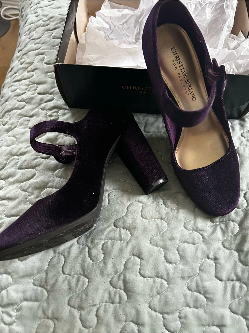 Christian Siriano Deep Purple Velvet Mary Jane Heels